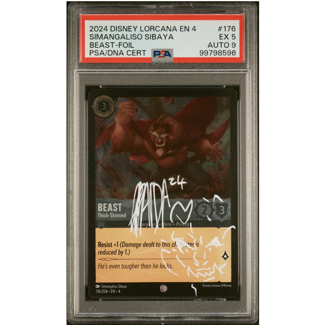 2024 DISNEY LORCANA URSULA'S RETURN Beast "Thick-Skinned" #176 Crimped Error Foil Signed & Sketched by Illustrator Simangaliso Sibaya