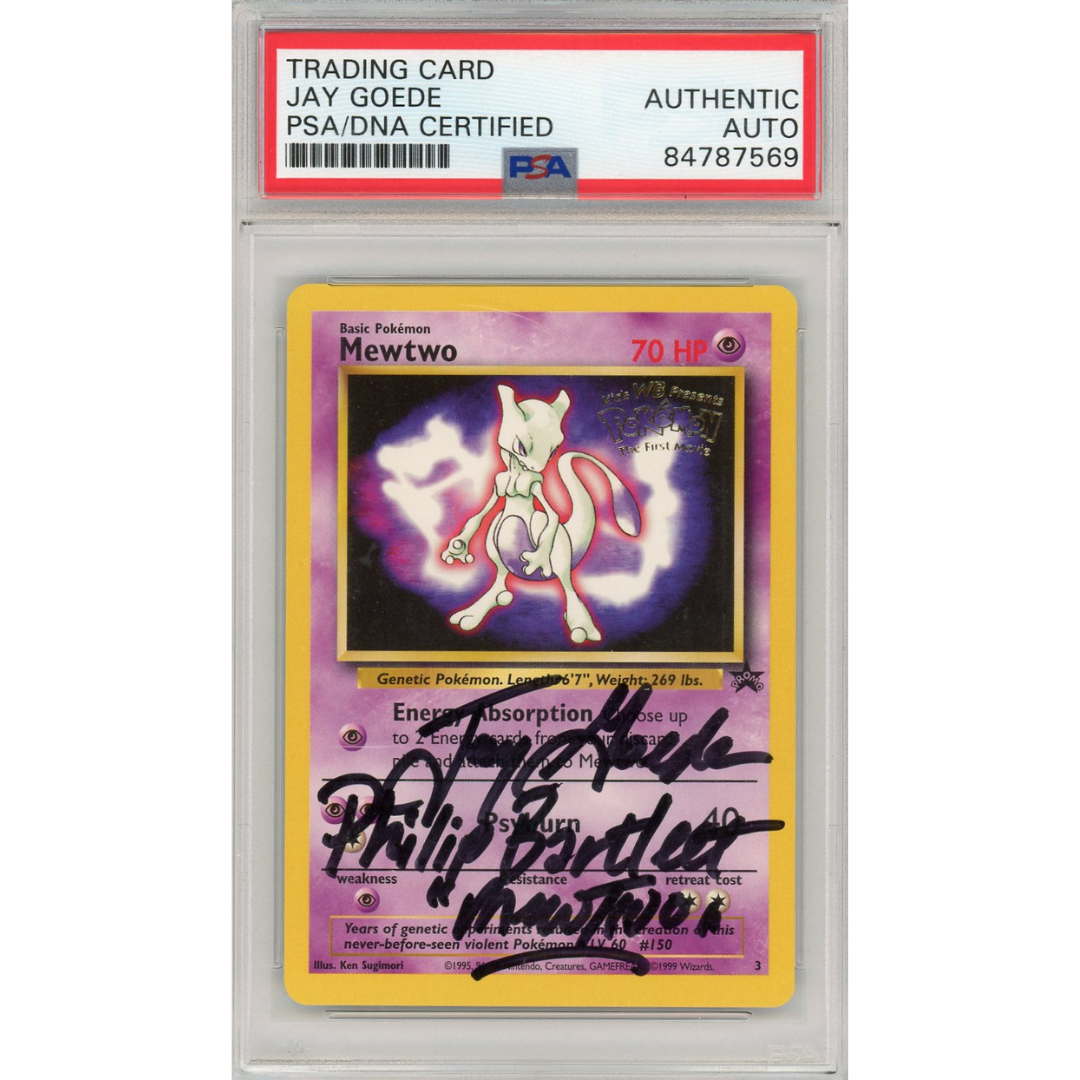 Mewtwo Pokemon The First Movie Black Star Promo Signed Auto by Jay Goede PSA Authentic
